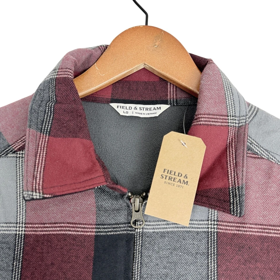 Nueva Camisa Chaqueta a Cuadros Forrada de Vellón Field & Stream Para Hombre Grande Roja a Cuadros Foto 3 de 4