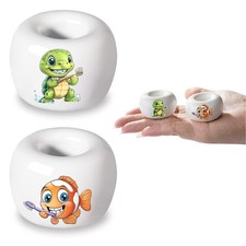 Mini Ceramic Toothbrush Holder Stand Wall Mount Bathroom Kitchen Set Ceramic