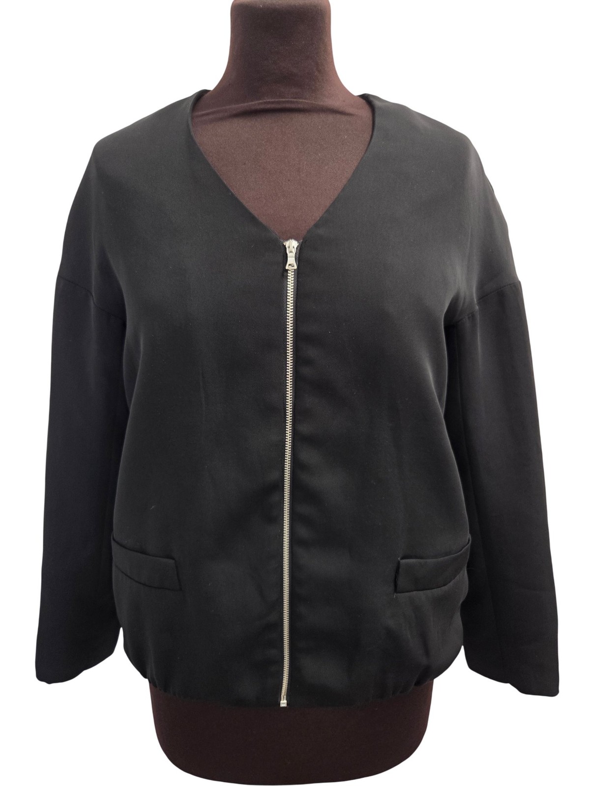 Zara Basic Collection Black Zip Jacket Polyester … - image 1