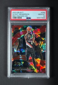 2023-24 Panini Select Scoot Henderson #269 Courtside Red Cracked Ice RC PSA 10