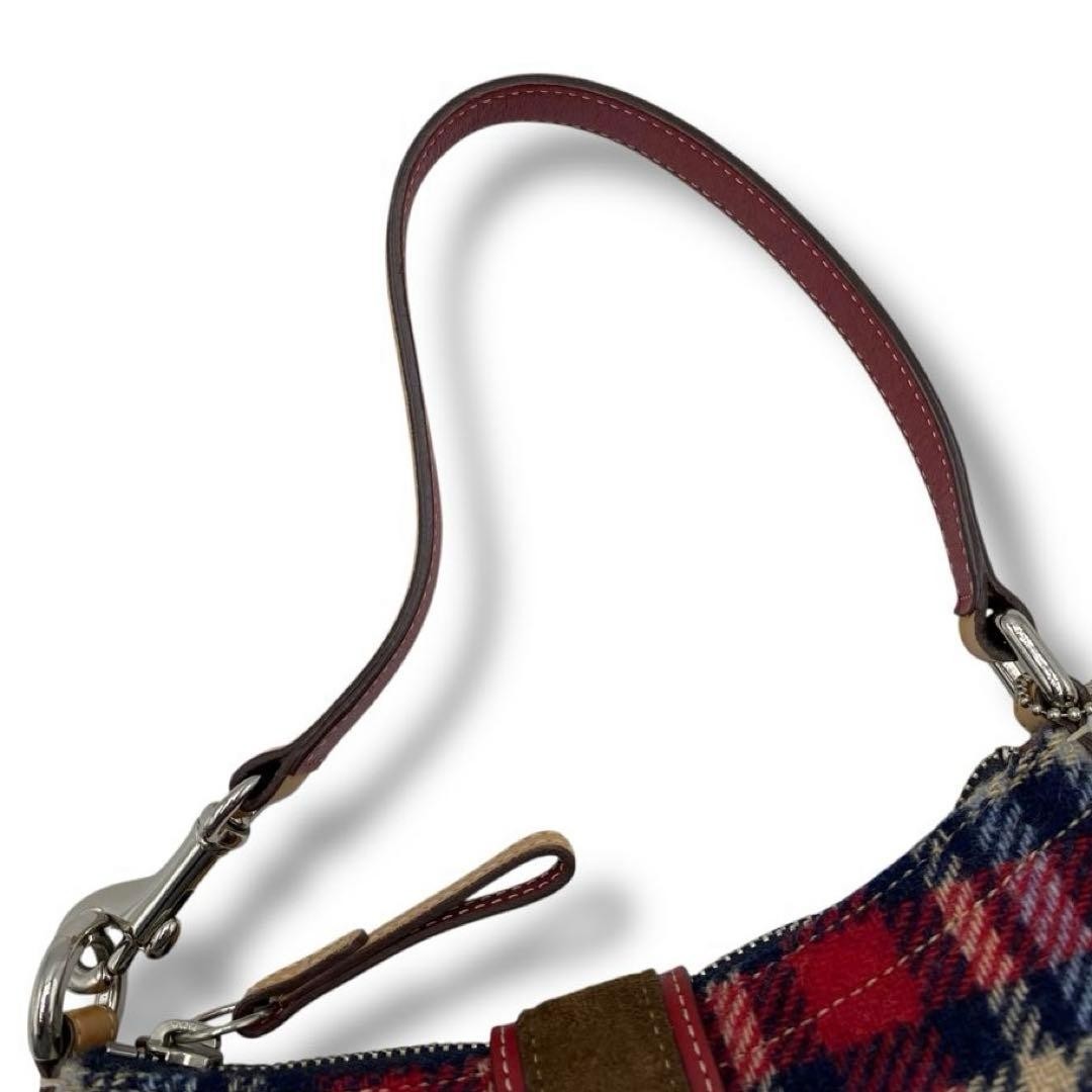 COACH Check Patchwork Handbag Accessory Pouch Woo… - image 8