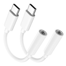 2 Pack USB C to 3.5mm Headphone Jack Adapter, Aux C HiFi 2 Pack, White