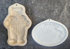 Vintage 1995 Brown Bag Cookie Art Patriotic Bear Mold Plus 1 Longaberger Mold