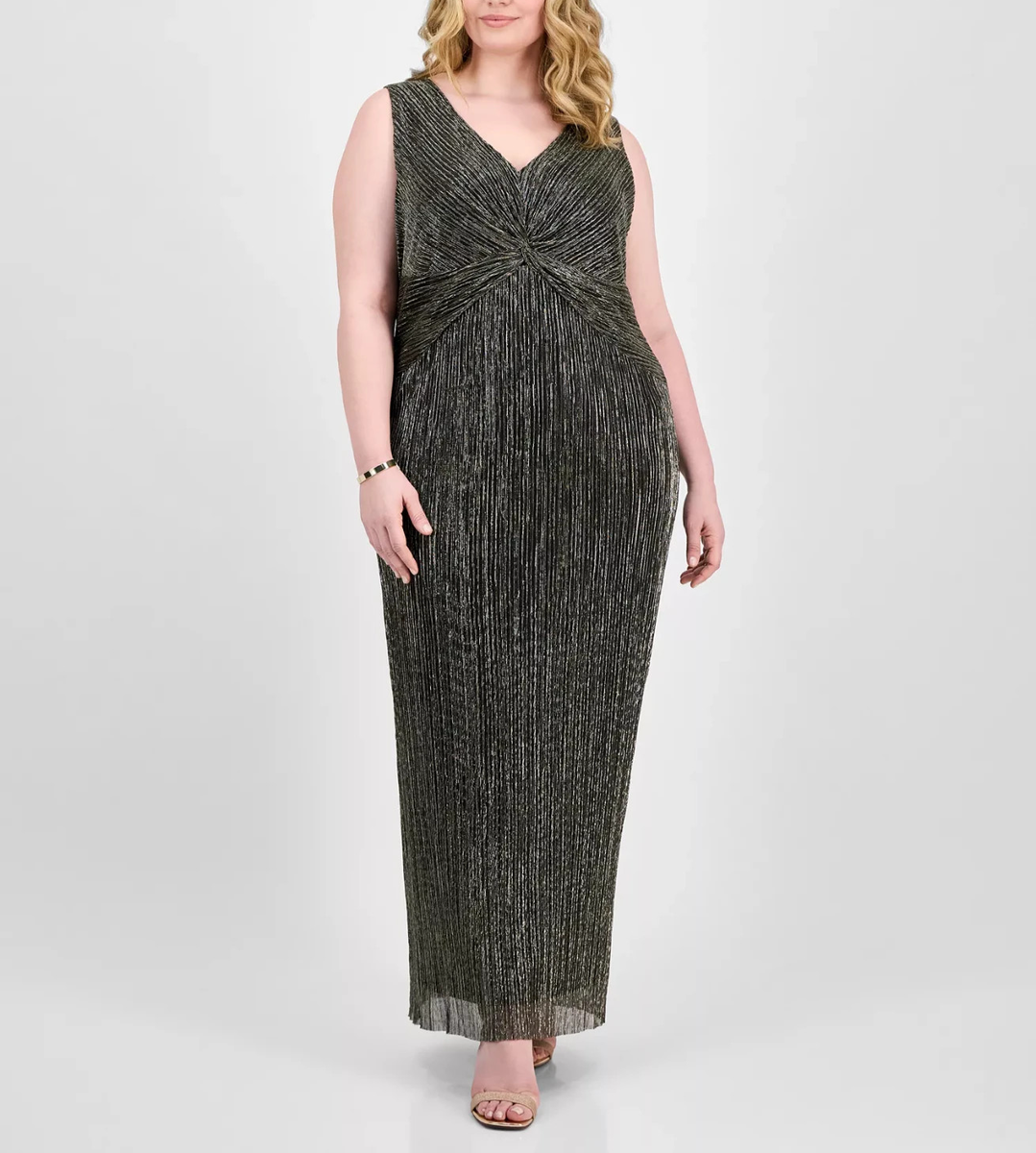 Connected Plus Size Twisted Metallic Jersey Maxi Dress MSRP $99 | eBay Connected Plus Size Twisted Metallic Jersey Maxi Dress MSRP $99 | eBay