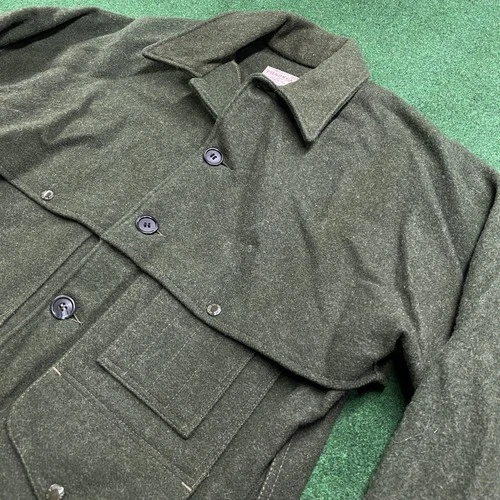 Vintage Filson Mackinaw Coat Mens L Green Double Breasted Wool Cruiser USA MADE image 2