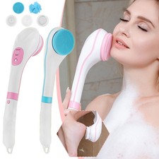 Electric Body Brush For Shower USB Rechargeable Silicone Brush Long Handle JQ