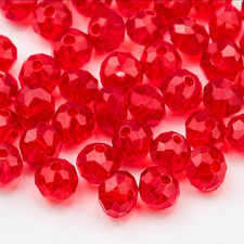 430PCS Briolette Crystal Glass Beads, 6Mm Siam Red Faceted Rondelle Glass Beads