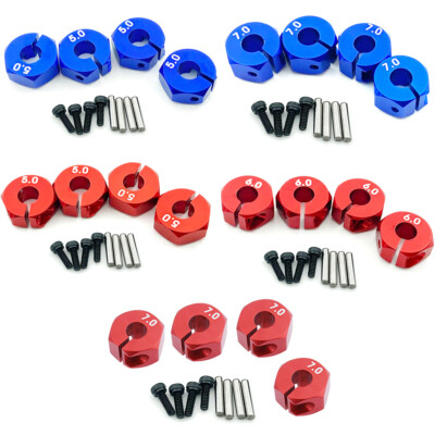 4x Aluminium 5/6/7mm Wheel Hex 12mm Drive Hubs Pins Screws For 1/10 RC Car