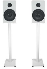 Pair Rockville RockShelf 54W White 5.25" Home Bookshelf Speakers w/37" Stands