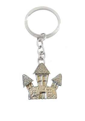 Schlüsselanhänger Haunted House 3,5 x 3,2 cm Fuß 100 englisches Zinn auf einem geteilten Ring 