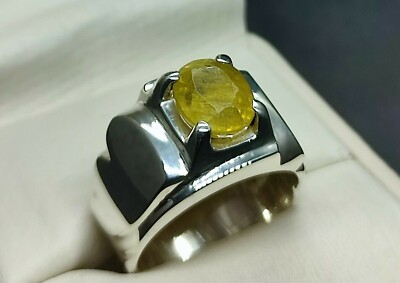 Natural Carat Yellow Sapphire Sterling Silver 925 Handmade