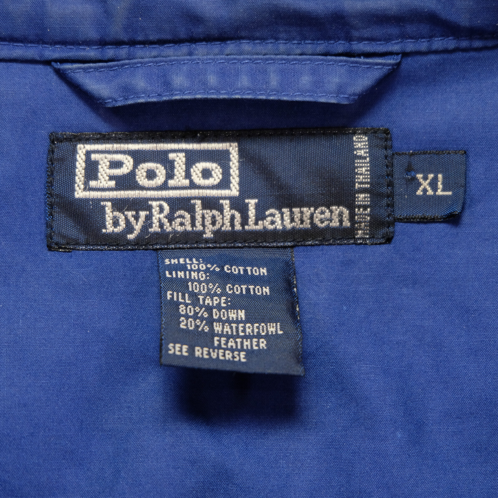 Rara giacca bomber vintage POLO RALPH LAUREN piccolo piumino pony anni 90 blu XL