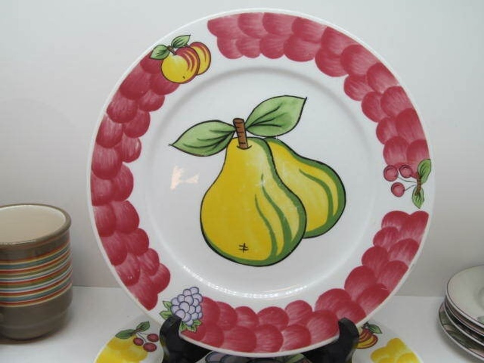 Tabletops Unlimited Italian Fruit 10 3/8" Dinner Plates Set Of 2 Plates