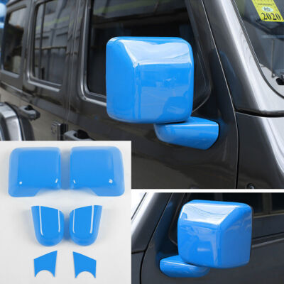 Light Blue Side Rearview Mirror &Base Trim For Jeep Wrangler JL JT Gladiator 18+