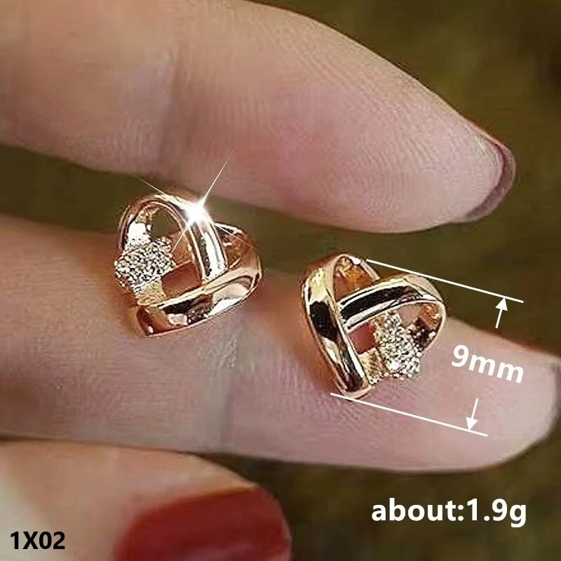 Minimalist Herz Ohrringe Ohrstecker 18 Karat Gold Silber Rose Gold Ohrschmuck Di - Bild 2 von 4