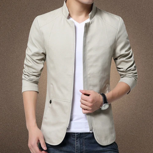 Mens Casual Jacket Business Blazer Coat Formal Button Stand Collar Slim Fit Suit - Picture 7 of 21