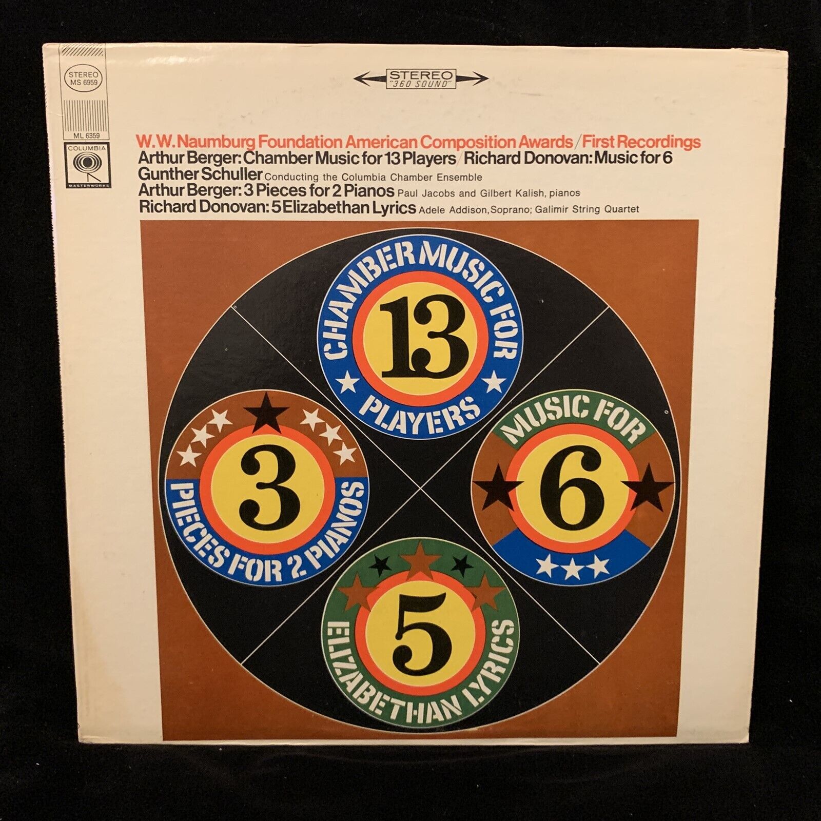 BERGER & DONOVAN - Chamber Music, etc - GUNTHER SCHULLER - COLUMBIA 2EYE ST LP..