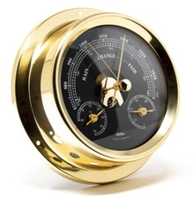 Weather Station Brass [Fischer FI-1508BTH-45.6] Barometer Thermometer Hygrometer