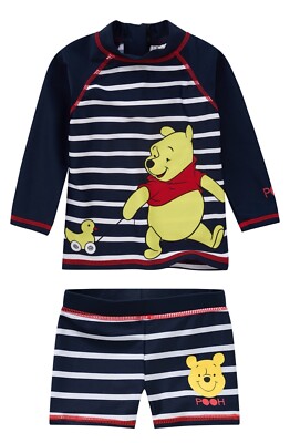 Disney Baby Boys Swimsuit Swim Shirt with UV Protection + Swim Shorts Winnie the Pooh