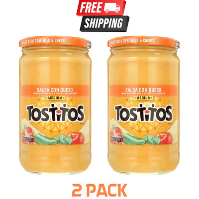 Tostitos Medium Salsa Con Queso, 23 oz Jar - 2 Pack