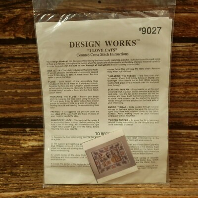 Design Works ''I Love Cats'' Cross Stitch Kit #9027 New Sealed