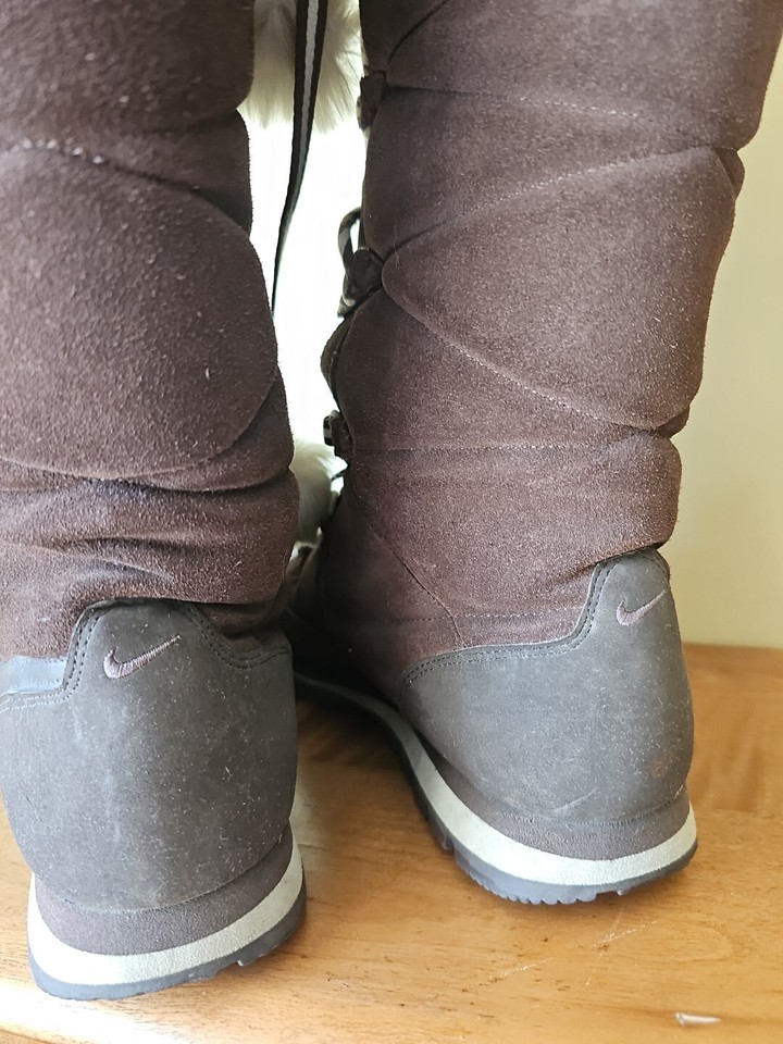 Women Nike Snow Winter Boots Midcalf Laceup Boot Brown eBay