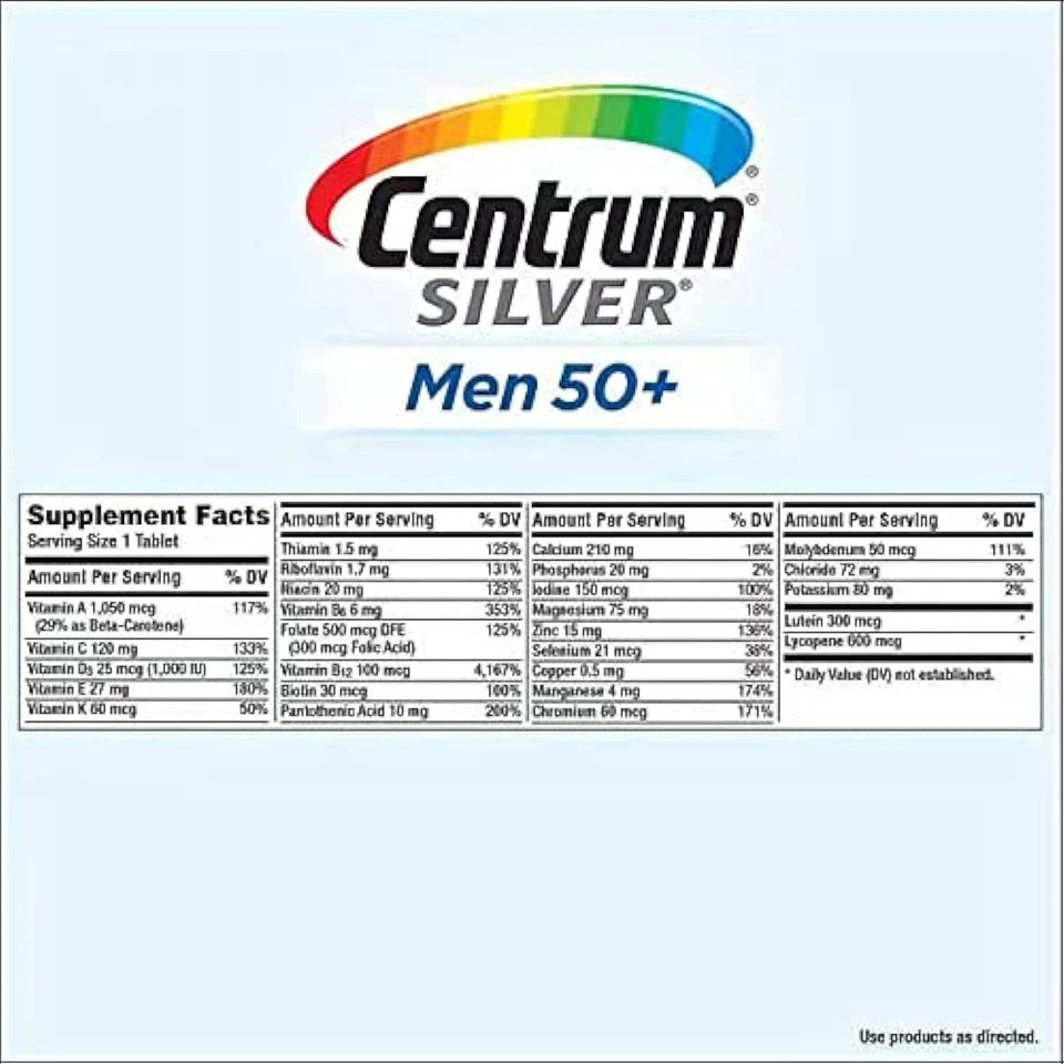 Tableta multivitamínica Centrum Men 50+ años y mayores 275ct Foto 4 de 4