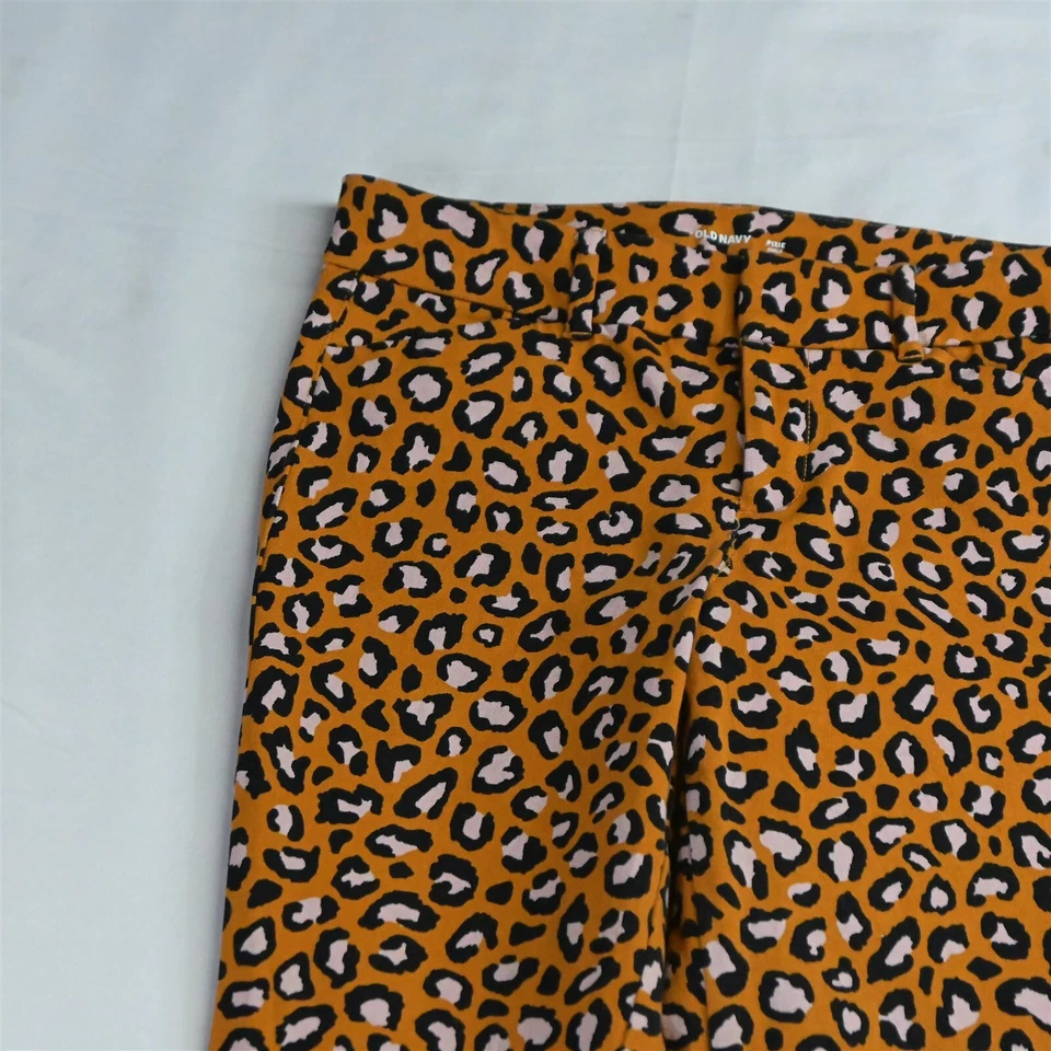 Old Navy 0 Orange Animal Pixie Ankle Mid Rise Skinny Stretch Dress Pants - Image 2 of 4