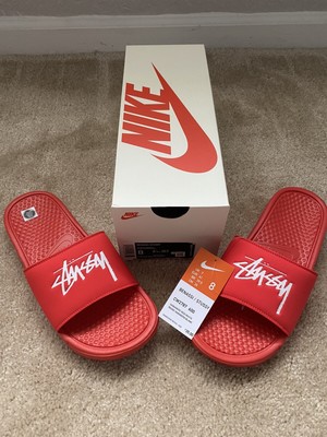 nike red flip flops