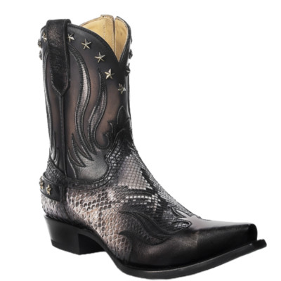 Corral Men's Natural Python Black Wing Tip Snip Toe Boots C4205