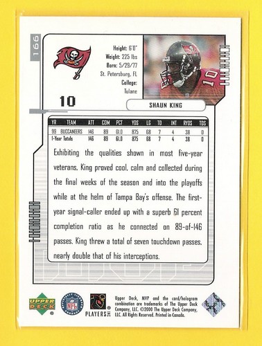 Shaun King 2000 Upper Deck MVP Silver Script #166 Fac. Autograph - - MINT - - - 第 2/2 張圖片