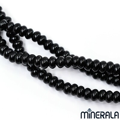 [Großhandel] Naturschwarz Onyx Edelstein Rondell 6x4mm Perlen 14 '' Strand