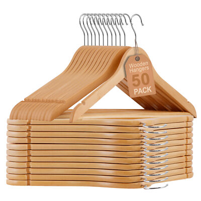 #ad #ad Premium Wooden Hangers 50 Pack Non Slip Coat Clothes Hangers w 360° Swivel Hook $40.58