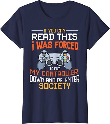 I Was Forced To Put My Controller Down Funny Gaming Ladies' Crewneck T-Shirt