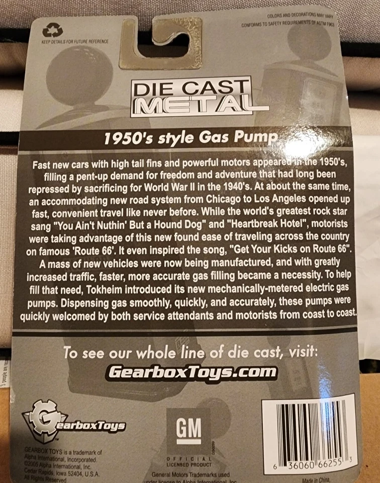 Nueva caja de cambios juguetes de metal fundido a presión Cadillac estilo años 50 bomba de gasolina 13A ¡Combustible! MIP Foto 2 de 4
