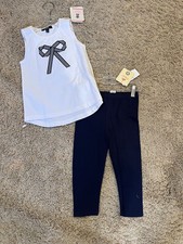 NWT E-Land sz 5 White Vintage Tee  Classic Navy Legging