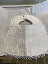 Vintage New Beautiful White Baby Bib Athens Greece Bazar Bebe'