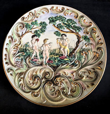 Vintage Italian CAPODIMONTE 12" High-Relief Wall Plate Plague Cherubs Acanthus