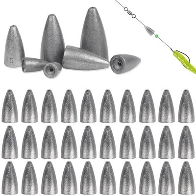 Fishing Weights Bullet Sinkers Shot Casting Bullet Worm Weights for Bass Fishing
