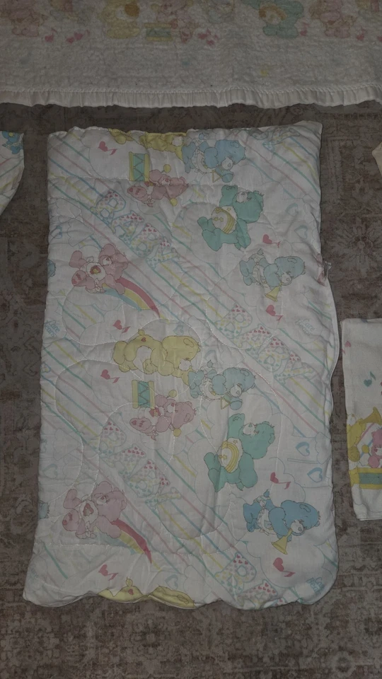  Juego de sábanas de cama vintage CARE BEARS ABRAZOS Y REMOLCADORES para bebé Foto 2 de 4