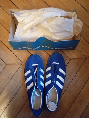 Adidas Scheibenhammer Low Weight Größe 81/2 blau weiß Schnürsenkel 70er Jahre