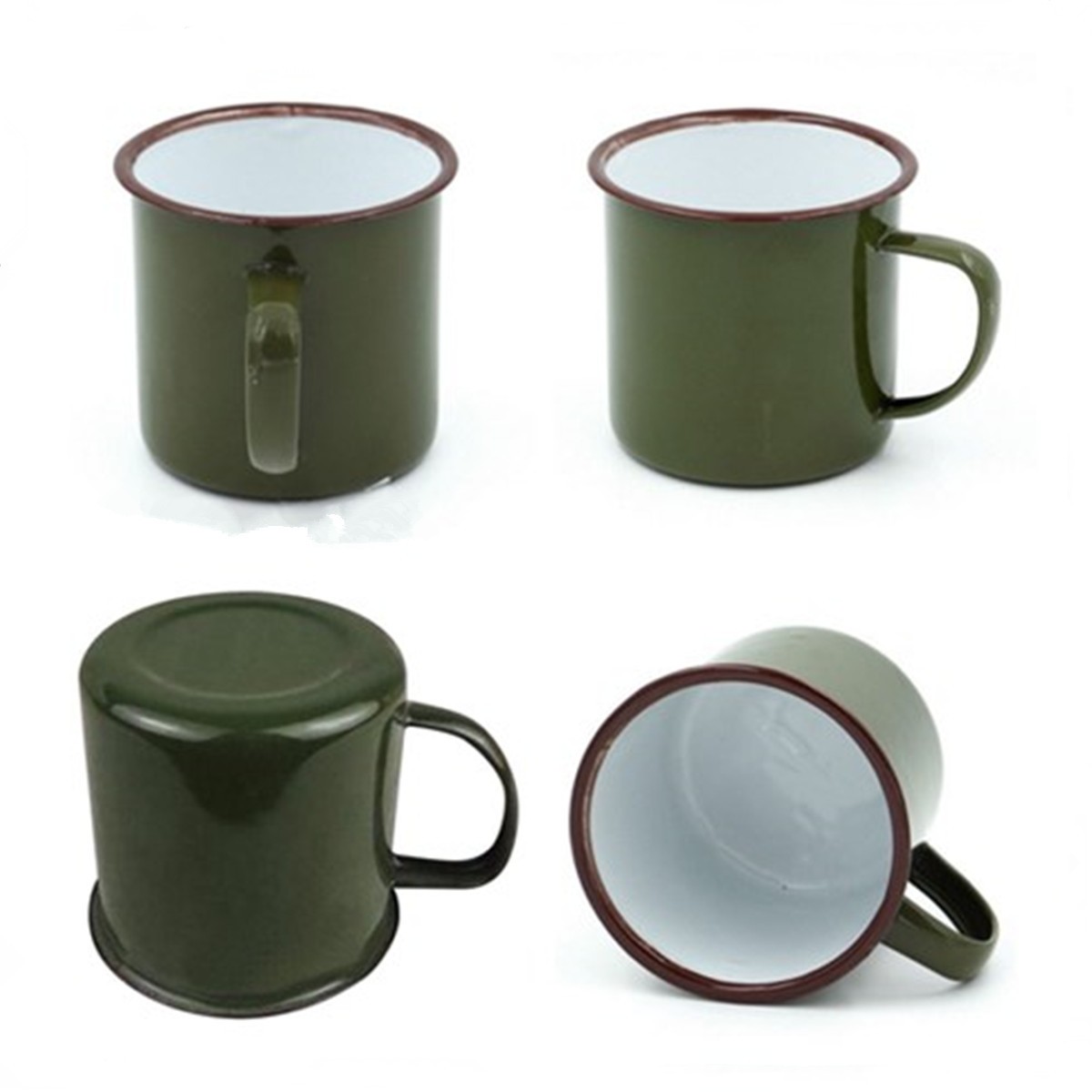 240ml Vintage Style Enamel Cup Mug for Drinking Coffee Bear Tea Camping Hiking