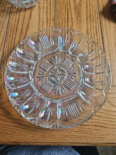 Vtg Georgetown Iridescent Carnival Glass Deviled Egg Tray by Federal Glass Mint