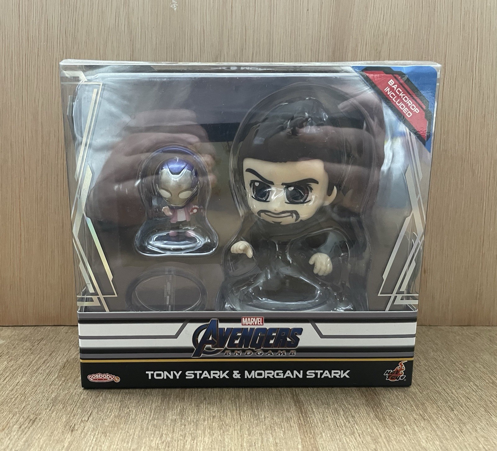 Tony Stark & Morgan Bobble Head Figures Marvel Avengers Endgame Cosbaby Hot Toys