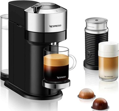 Nespresso De'Longhi Vertuo Next Coffee Maker Aeroccino 3 Frother Black/Chrome