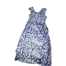 Rachel Rachel Roy Blue White Floral Ruffle High Low Maxi Dress Womens 8
