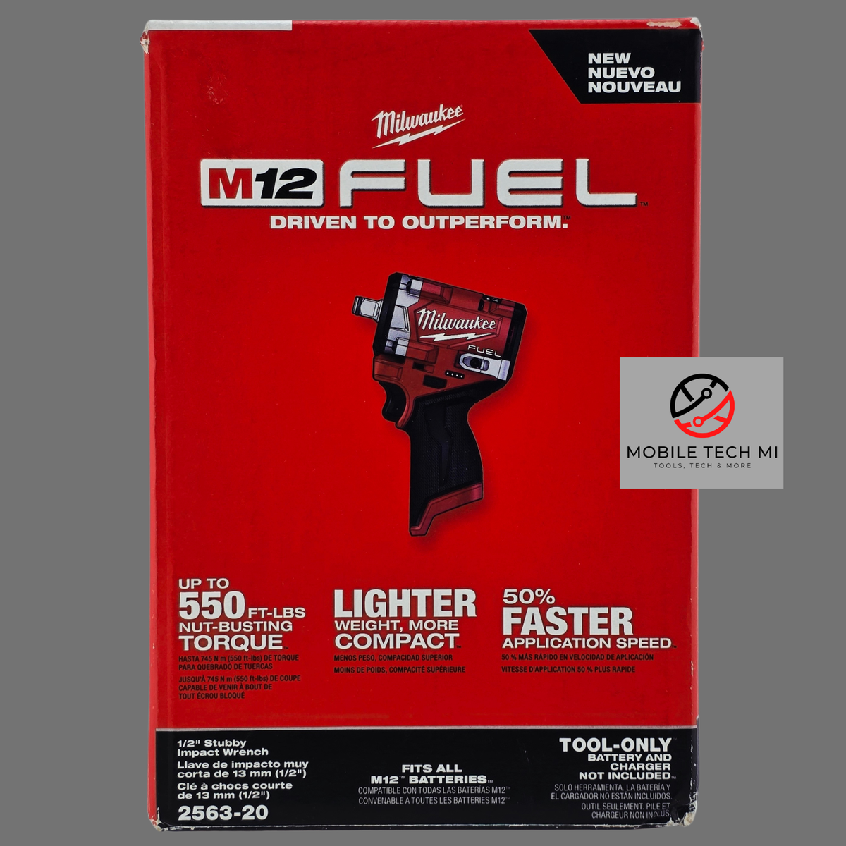 Milwaukee 2563P-20 M12 FUEL Stubby 1/2 In. Impact Wrench W/ Pin Detent &ndash; Tool Nut