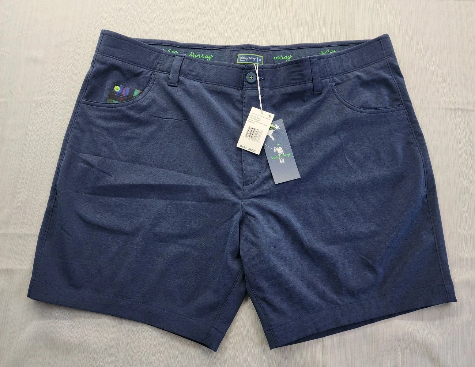 William Bill Murray Golf Shorts 7" Mens Sz 40 Chino Classic Fit Quick Dry New