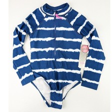 Kensie Girl Blue/White 1pc Rashguard Swimsuit Size 4