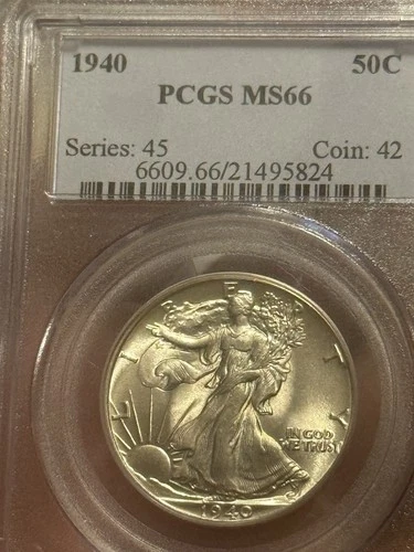 1940 Ms66 Walking Liberty Half Dollar Pcgs Extremely Lustrous Beautiful Example!